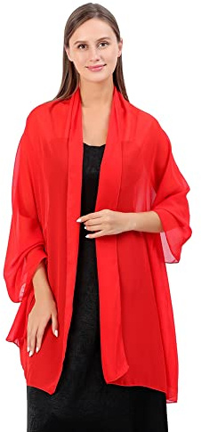 Proumhang Kvinnor Mjuka Chiffonsjalar Scarves Wraps för Brud brudtärna bröllop fest kväll Klänning och speciella tillfällen Klänningar 70cm x 200cm Röd