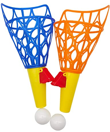 alldoro 60043 XXL-Fangballspiel, Set für 2 Kinder, 4 TLG mit Becher und Bällen, bunt, 26 cm, Kunststoff, Fang den Ball