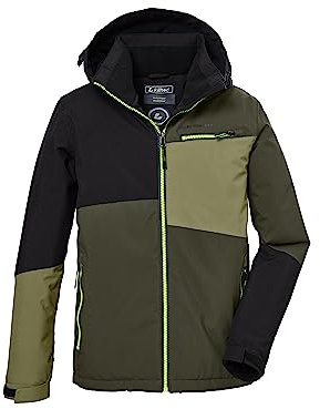 killtec Jungen Funktionsjacke mit Kapuze und Schneefang/Outdoorjacke ist wasserdicht KOW 161 BYS JCKT, dunkeloliv, 164, 40917-000