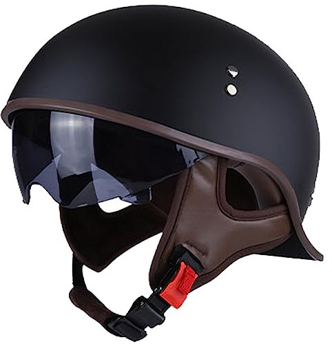 WYXAXNM Caschi Cromwell, Casco Scodella Retro Casco Mezzo Omologato Casco Approvato DOT/ECE Moto Mezza Casco Moto Cruiser Chopper Casco Motociclista Adulto Casco Moto Scooter Uomini Donne
