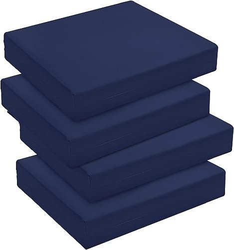 RUYICZB Garten Sitzkissen Sitzauflage, 4Er Set Stuhlkissen Polsterauflage Auflage Für Stühle Bänke in Haus, Sonnenschutz Gartenkissen UV-Schutz Für Gartenmöbel Viele Farben Zur Auswahl,Blau,45x45x8