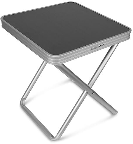 Preiswert&Gut Klappstuhl Camping Sitzhöhe 45cm Campingtisch Klappbar - Aluminium bis 100Kg - Fußhocker Outdoor mit Tischplatte MDF 40x40cm - 20kg belastbar als Campingstuhl