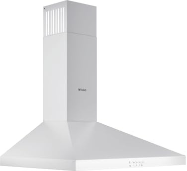 Wiggo A630P Dunstabzugshaube 60cm I Abluft Umluft Dunstabzug 680m³/h für große Küchen I Knöpfe 3 Absaug-Stufen I Energieeffizienzklasse A inkl. 2x Kohlefilter I Abzugshaube Wandmontage weiß