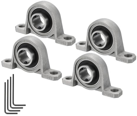 sourcing map 4pcs KP004 Flanged Pillow Block Bearings 20mm Bore, Zinc Alloy Self Aligning Flange Mounted Bearings
