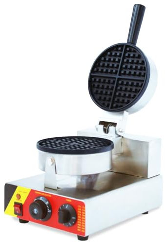 Commercial Gaufrier Rond Antiadhésif Machine À Gaufres Belge Rotation Contrôle De La Température Et du Temps pour Les Gaufres, Les Pommes De Terre Rissolées Ou Toutes Les Collations 1000W