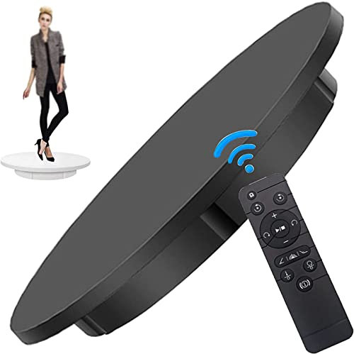 Elektrischer Drehteller, motorisierter drehbarer Ausstellungsständer mit Fernbedienung, großer elektrischer Drehteller für Fotoprodukte, Fotos, Kurzvideos, Panoramabilder, 3D-Scannen,Black-60cm