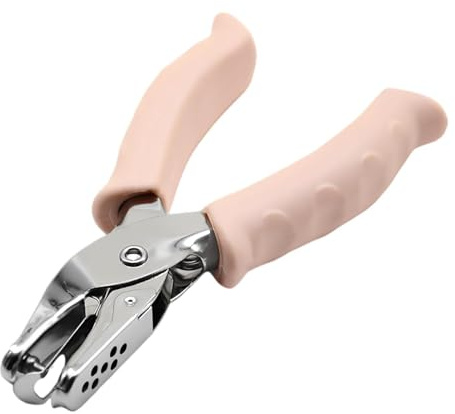 Perforatrice a foro singolo, 3 mm, in metallo, con impugnatura morbida, mini perforatrice per carta, per fai da te, quaderni, fatture, biglietti, etichette regalo, casa, scuola, ufficio (rosa)