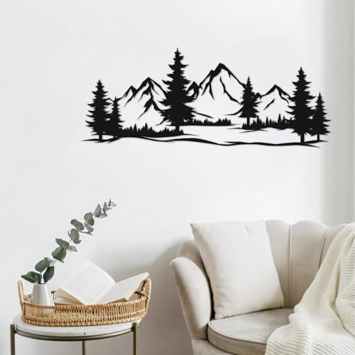 TIFDANNA Arte Murale in Metallo - Scena di Montagna, Paesaggio Forestale - Decorazione da Parete per Interni