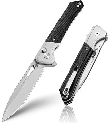 NedFoss ELF II Klappmesser, 8.5CM 14C28N Stahl Taschenmesser mit Button-Lock, Einhandmesser mit G10 Griff, Outdoor Messer mit Gürtelclip, Survival Messer für den Alltag, Sammlung & Geschenk