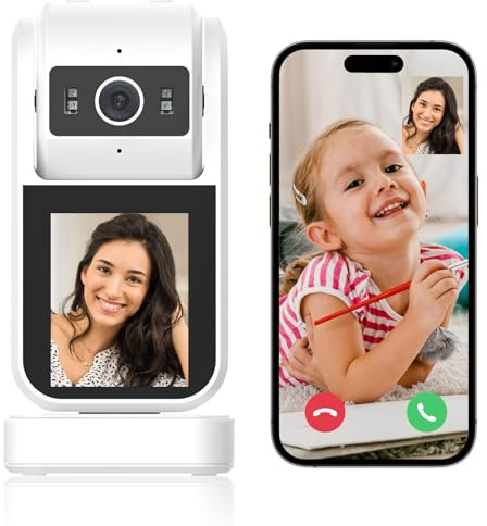 FainFun Caméra de Sécurité Domestique, 2K Camera Surveillance WiFi Audio Bidirectionnel, appels en Une Seule Touche, 355°Caméra de Sécurité Domestique pour Personnes Âgées/Enfants/Animaux Domestiques