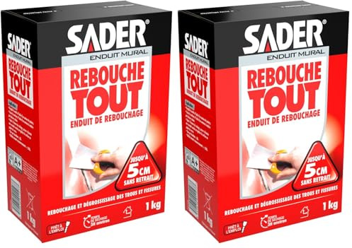 Sader Enduit Rebouche Tout - Poudre 1 KG (Lot de 2)