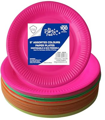 𝟏𝟎𝟎𝟎 𝐏𝐜𝐬 Colorful Paper Plates Party Tableware 9 Inch Disposable Plates - Classic Assorted Color Party Plate, Sturdy Round Multicolor Paper Dinner Plates for Events - Party Supplies Bulk Pack