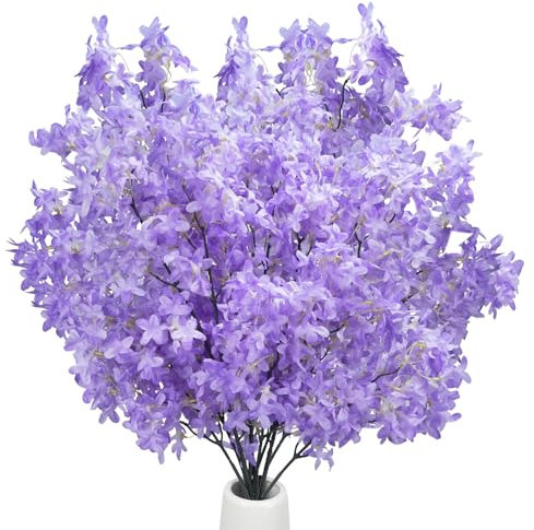 HUAESIN 3Pcs Purple Artificial Flowers Fake Lilac Flowers 95cm Long Stems Faux Silk Lilac Flower Plastic Spring Summer Flower for Wedding Party Home Office Grave Vase Flora Arrangements Decor