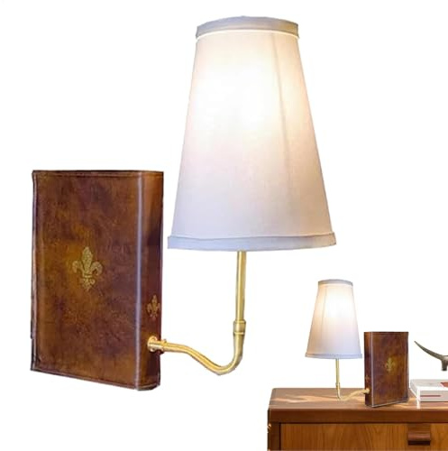 Youany Vintage Table Lamp, Classic Literary Book Shelf Lamp with Shade, Unique Decorative Book Shaped Table Lamp