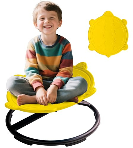 Crubel Sedia Girevole Per Autismo Base Antiscivolo, Sedia Girevole Per Autismo, Seduta E Girevole Per Bambini - Capacità Di Peso Di 220 Libbre（WG-GIALLO