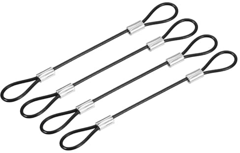 TOP-VIGOR 4Pcs 5 Inch Safety Cable Lock, 2mm Dia Stainless Steel Security Wire Ropes with Double Loop for Outdoor Gate Stage Lighting Luggage Suitcase Wire Lock, 0.125m