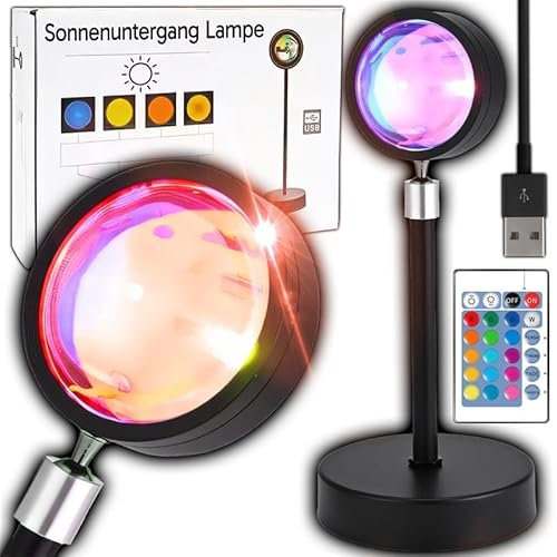 Retoo Sunset Lamp RGB, Sonnenuntergang Lampe Ideal für Fotos, Selfies und Wohnraumdekoration, USB Anschluss, Dimmbar Romantische Lamp, Lichter für Selfie Beleuchtung Schlafzimmer Wohnzimmer Party Deko
