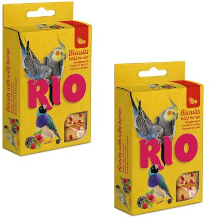 RIO Galletas con Bayas del Bosque | Paquete Doble | 2 x 35 g | Complemento alimenticio para Aves Ornamentales | Compuesto de Huevos Enteros y Cereales | para Variedad en el menú