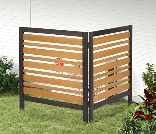 2-Panel Outdoor Air Conditioner Fence Screen, Outside Wood Privacy Fence, Backyard Garden Patio 38 W x 42 H