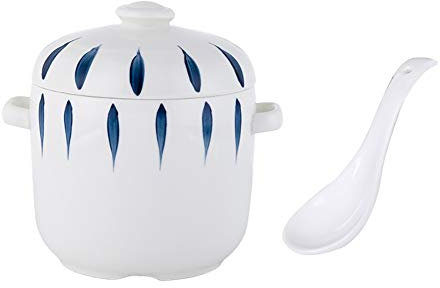 Olla esmaltada, Sopa de cebolla francesa Barabalización de sopa de vapor segura Tazón de guiso de cerámica con tapa for sopa de cocina, estofado, chile(B,1050ml)