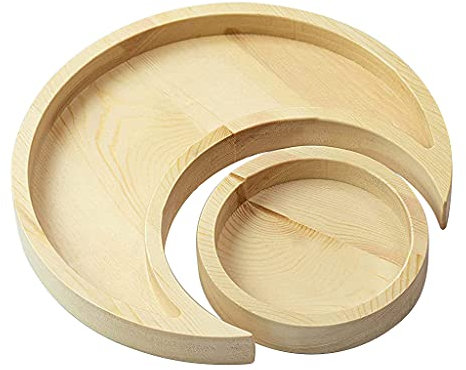 Moon For Sun Plateau de service en bois Vaisselle Dessert Plat Support Centre de table Assiette à bijoux Bol Bol Fournitures de fête Aïd