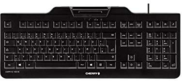 Teclado - Teclado con Lector de dnie, diseñado para Uso intensivo, conexión USB, dispuesto en Color Negro. Ideal para entornos de Oficina.*
