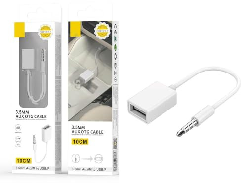 Watio Wave Câble auxiliaire - Câble Jack 3,5 mm vers USB Femelle OTG, Blanc, Compatible avec Les appareils de Transfert Audio et de données.