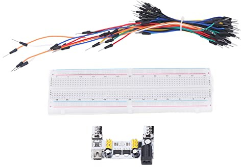 Beginners Breadboard Kit, 830 Tie Points with Power Supply Jumper Cables, 12V for Projects, Prototype Circuits, Solderless Breadboard Kit with 65PCS Male to Male Jumper Wires