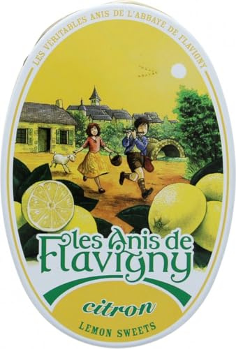 Anis von Flavigny - Echte Anis Bonbons in ovaler Dose 50g - Zitrone | Tradition & Bastelspaß