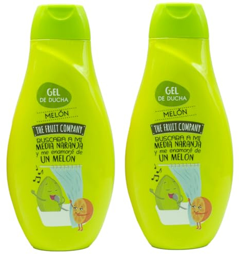 The Fruit Company Pack de 2 Geles de Ducha 600ml | Sandía, Melón, Moras o Fresa y Nata – Hidratante, Uso Diario, Sin Parabenos ni Sulfatos – Fragancia Duradera Vegano Todo Tipo de Piel (Melón)