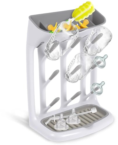 Eyoulife Trockenständer Babyflaschen Abtropfgestell Platz Sparen Stabil Schnelltrocknend Vertikaler Flaschentrockner Ständer mit Abtropfschale BPA Frei für Babyflaschen Babyflaschenzubehör