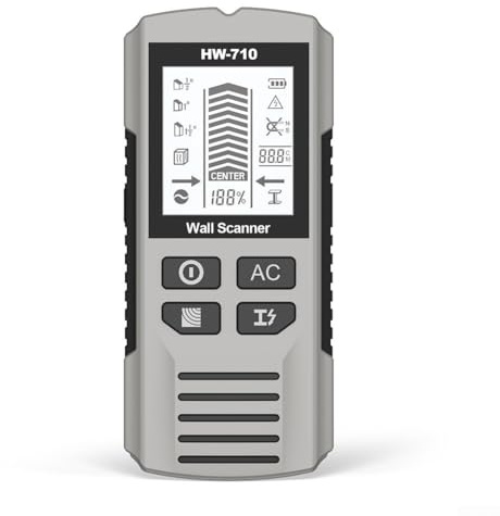 Détecteur de métaux portable avec écran LCD pour des résultats clairs dans la recherche de bois, de métal et de fils sous tension (jaune)