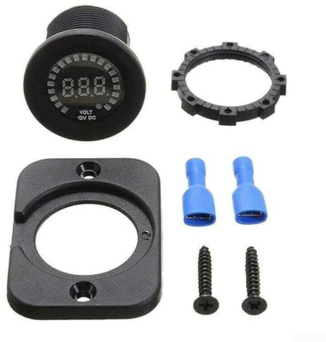 Voltmetro digitale impermeabile a LED, 12 V, misuratore di tensione della batteria, per auto, furgone, barca, con grafico a barre e flash