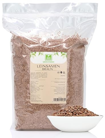 Leinsamen Braun 5kg Leinsaat ganze Samen Leinensamen von Green Essence | brauner Lein Samen, Ballaststoffreiche Leinsaat zum Backen, für Müsli, Leinen Tee, Budwig, Futter für Vögel, Großpackung 5 kg