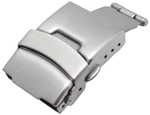 ROUHO Durevole Cinturino Orologio Chiusura Deployante Acciaio Inox Doppio Pulsante Farfalla Fibbia Deployante per Casio EF/EFR/MTP-Argento 18mm