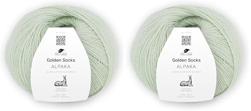 Pro Lana Golden Socks Alpaka, 100 g/390 m, 70% Alpaka, 30% Polyamid, 4-fädig, superweiche Sockenwolle (61 mint) (Packung mit 2)