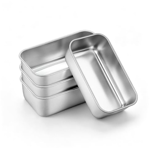 Homikit 1LB Loaf Tin Set of 4, Stainless Steel Mini Bread Cake Pans | Air Fryer & Oven Baking Accessories, Non-toxic & Dishwasher Safe, Ideal for Small Banana Bread/Meatloaf/Toast and Lasagna
