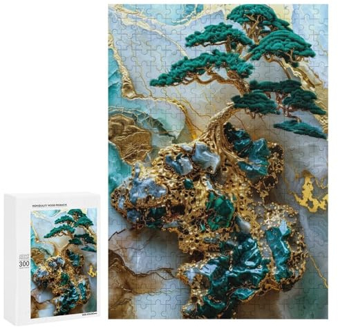 Picture Puzzle – Abstract Bonsai Tree, Wooden Jigsaw Puzzle for Adults, 300 PCS, Holiday-Season Gift, for Relaxing Solo Or Group Play