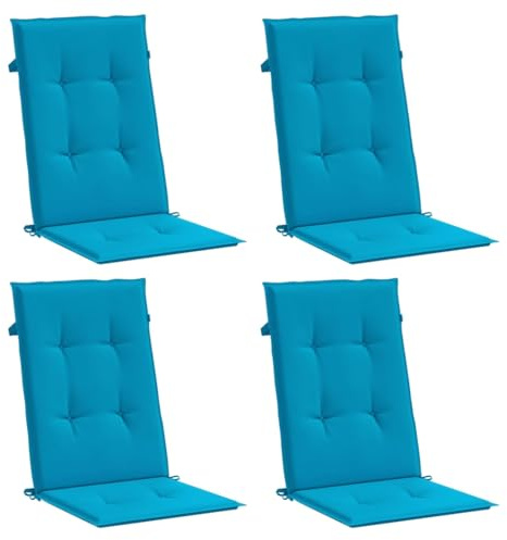 vidaXL Gartenstuhlauflagen für Hochlehner 4 Stk., Gartenstühle Sitzauflagen, Sitzkissen Polsterauflagen UV-Beständig, Hochlehner Auflagen, Blau Stoff