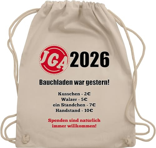 Turnbeutel Rucksack - JGA Junggesellenabschied Männer - Aufgaben der Braut - Bezahlen - Bauchladen war gestern - Unisize - Naturweiß - verkaufsartikel polter rucksäcke jungesellenabschied verkauf