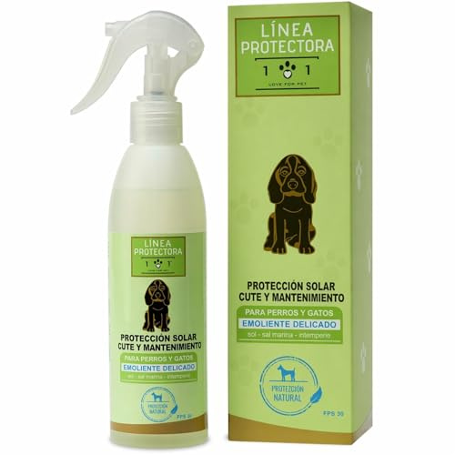 Protezione Solare Spray Naturale e Vegetale per Cani e Gatti - per la Cute e Il Mantello - Soluzione Pronta all'Uso Contro i Raggi UV - Adatto per Tutti i Tipi di Pelo, Linea 101 (250ml)