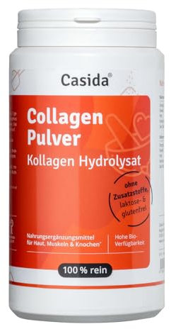 Casida COLLAGEN PULVER Kollagen Hydrolysat Peptide vom Rind 480 g Pulver - Eiweiß-Pulver - geschmacksneutral - Made in Germany - Kollagen Typ 1 2 3