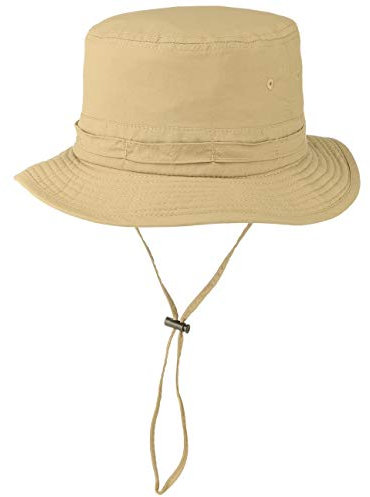 Lipodo Supplex Fischerhut mit Kinnband Damen Herren Anglerhut Nylon Supplex-Technologie wasserabweisend knautschbar UV-Schutz 40+ Frühling Sommer beige One Size
