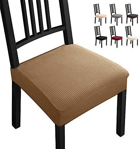 Stuhlhussen 4 Stück Elastische Moderne Beschützer Stuhlhussen Jacquard Stuhlüberzug,bi-Elastic Spannbezug, Fleckschutz Moderne Abdeckung langlebig für Haus- langlebig Universal-(4 Stück Kamel) -B