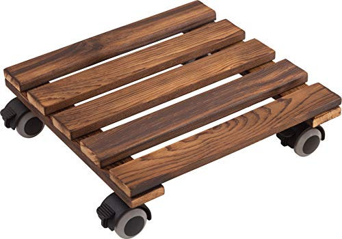 Metafranc Växtroller 300 x 300 mm – 60 kg lastkapacitet – tallplatta – vintage-look – TPE-rullar med 4 lås/inomhusrullare/blomrulle/transportstöd för växter/825270