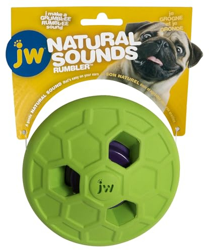 JW - Natural Sounds Rumbler - Kauspielzeug für Hunde - Soundspielzeug für Hunde - Wackelt und rollt - Robuster Gummi - Stimuliert die Aktivität Allein - Einheitsgröße