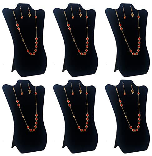 Codant 14 Inch Tall Black Velvet Necklace & Earing Display Stands for selling, Foldable Jewelry Display Stands for Shows.(set of 6)