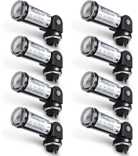8 Pcs Dusk to Dawn Sensor Photoelectric Switch Photocell Light Sensor for Outdoor Lighting 120V Water Resistant for Wall Porch Yard Outdoor Light, Black