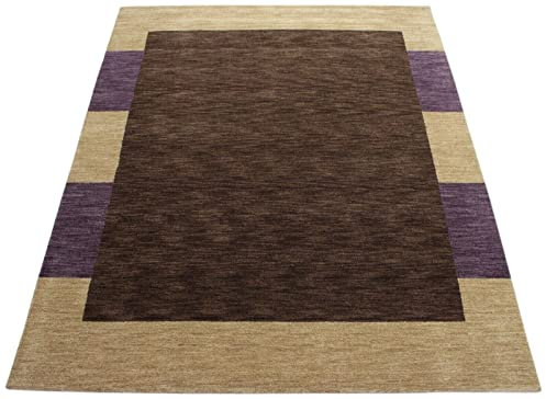 Gabbeh Teppich 100% Wolle 200X250 cm Orientteppich Handgefertigt Lila Beige