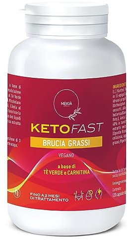 Mekià® Brucia Grassi Potenti Veloci Forte Dimagrante, Integratori per dimagrire efficaci,Drenante e diuretico Termogenico.Carnitina Garcinia Cambogia tè verde piperina 120 caps snellente